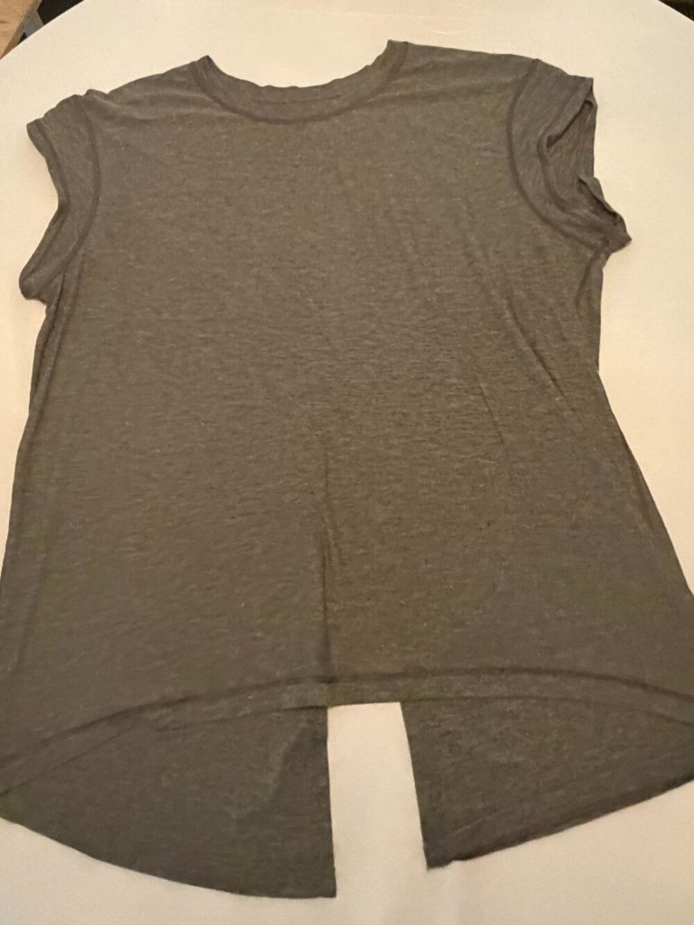 Lululemon Gray Open Back Short Sleeve Yoga Top  Relaxed Fit Athleisure